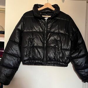 Garage Black Cropped Puffer Jacket